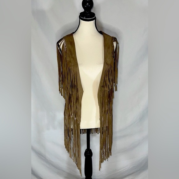 Spell & The Gypsy Collective Leather Fringe Vest Suede Boho Festival M/L RARE - Picture 4 of 15